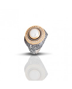 Δαχτυλίδι με μαργαριτάρι και ζιρκόν D339