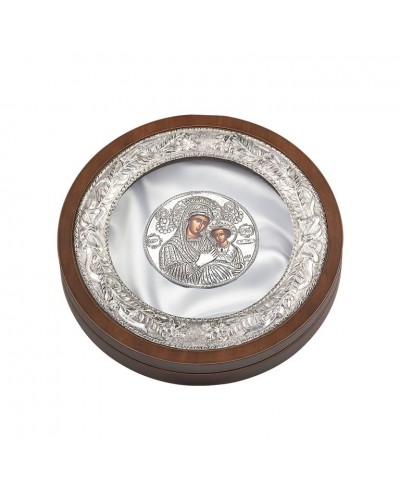  ΚΩΔ ΕΠ910Ζ ΕΙΚ ΣΤΕΦΑΝΟΘΗΚΗ ΜΕ ΕΠΙΣΤΡΩΣΗ ΑΣΗΜΙΟΥ ΜΕ ΕΙΚΟΝΑ ΣΤΗΝ ΘΗΚΗ ΤΩΝ ΣΤΕΦΑΝΩΝ ΔΙΑΣΤΑΣΗ 27 Χ 27 