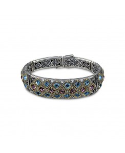 Ασημένιο Βραχιόλι με Πολύχρωμα Swarovski Κρύσταλλα B105