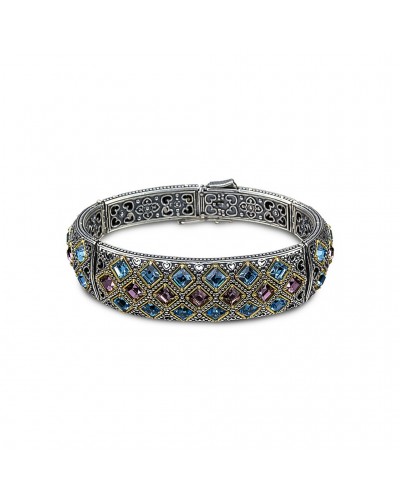 Ασημένιο Βραχιόλι με Πολύχρωμα Swarovski Κρύσταλλα B105