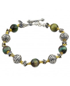 Ασημένιο Βραχιόλι με Πέτρες Tiger Eye B120-3
