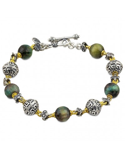 Ασημένιο Βραχιόλι με Πέτρες Tiger Eye B120-3