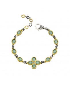 Βραχιόλι με Pear Shaped Κρύσταλλα Swarovski,Ζιρκόν και Κεντρικό Φλοράλ Μοτίφ B155-1