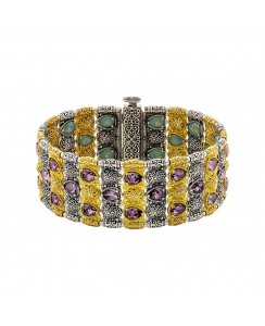Ασημένιο Βραχιόλι δύο Όψεων με Swarovski Πέτρες B164-1
