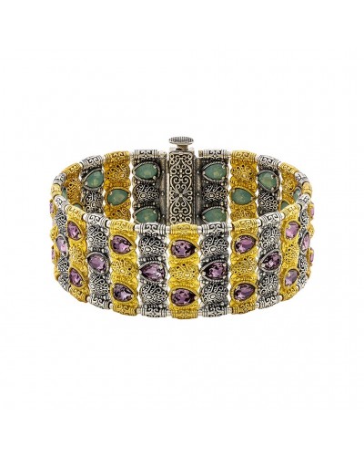 Ασημένιο Βραχιόλι δύο Όψεων με Swarovski Πέτρες B164-1