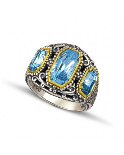 Ασημένιο Δαχτυλίδι με Πέτρες Swarovski D122