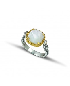 Δαχτυλίδι Διπλής Όψης με Swarovski Κρύσταλλο και Φίλντισι Πέτρα D116-1