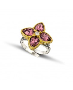 Δαχτυλίδι Κοκτέιλ Φλοράλ με Swarovski σε Σχήμα Σταγόνας και Ζιρκόν D156