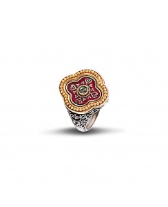 Δαχτυλίδι με Κόκκινο Σμάλτο και Swarovski Κρύσταλλο D287