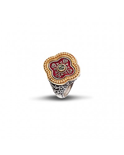 Δαχτυλίδι με Κόκκινο Σμάλτο και Swarovski Κρύσταλλο D287