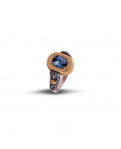Δαχτυλίδι Διπλής Όψης με Swarovski ή Cate Eye και Ημιπολύτιμη Πέτρα D69