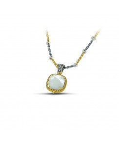 7124 Διπλής Όψης με Swarovski Κρύσταλλο, Φίλντισι και Τρίχρωμη Αλυσίδα M116-1