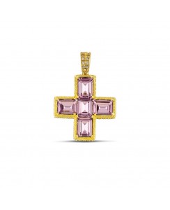 Ελληνικός Σταυρός Με Ορθογώνια Κρύσταλλα Swarovski και Ζιργκόν M157-2