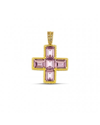 Ελληνικός Σταυρός Με Ορθογώνια Κρύσταλλα Swarovski και Ζιργκόν M157-2
