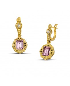 Κρεμαστά 7127 με Ορθογώνια Κρύσταλλα Swarovski σε Χρυσά Καστόνια και Ζιργκόν S158