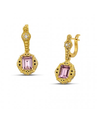 Κρεμαστά 7127 με Ορθογώνια Κρύσταλλα Swarovski σε Χρυσά Καστόνια και Ζιργκόν S158
