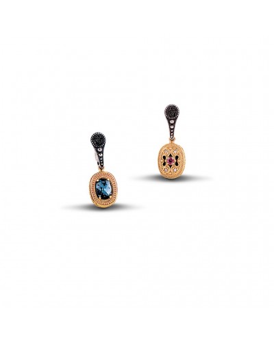 7127 Διπλής Όψης με Swarovski ή Cat Eye  και Ημιπολύτιμες Πέτρες S69