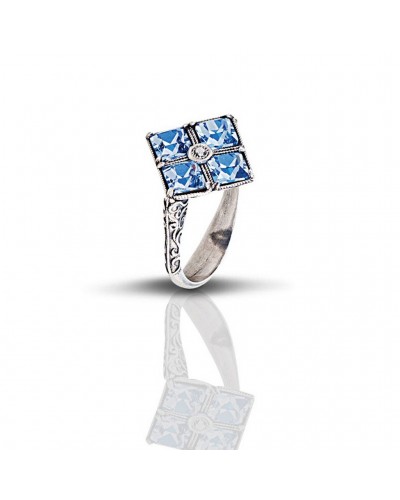 Ασημένιο Δαχτυλίδι με Swarovski Πέτρες D308